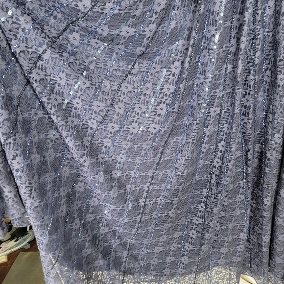 Mac Duggal size 14 Beaded Lace Longsleeve Wrap Over Midnight Navy 93679D dress - Picture 6 of 16